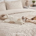 thumbnail image 3 of U by Bedsure Queen Boho Comforter Set, Tufted Shabby Chic Bedding Comforter Set, 3 Pieces Vintage Farmhouse Bed Set for All Seasons, Beige Bedding Set with 2 Pillow Shams, Oat Milk, 3 of 9