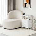 thumbnail image 4 of Beddle Nightstand with Charging Station, LED Bedside Table with 2 Fabric Drawer, 2-Tier End Table for Bedroom, Living Room, White, 4 of 8