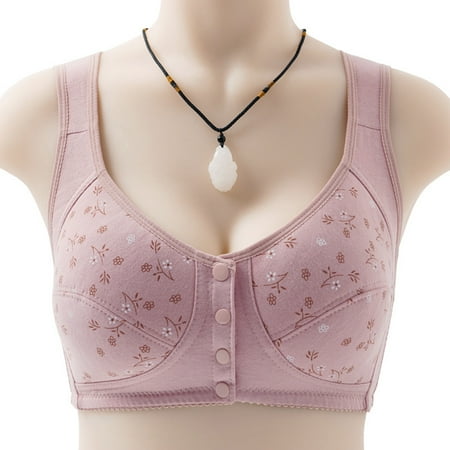 

2 packs * Women Full Cup Print Thin Underwear Plus Size Front Button Wireless Sports Lace Bra Breast Cover Large Size Bras bras for women
