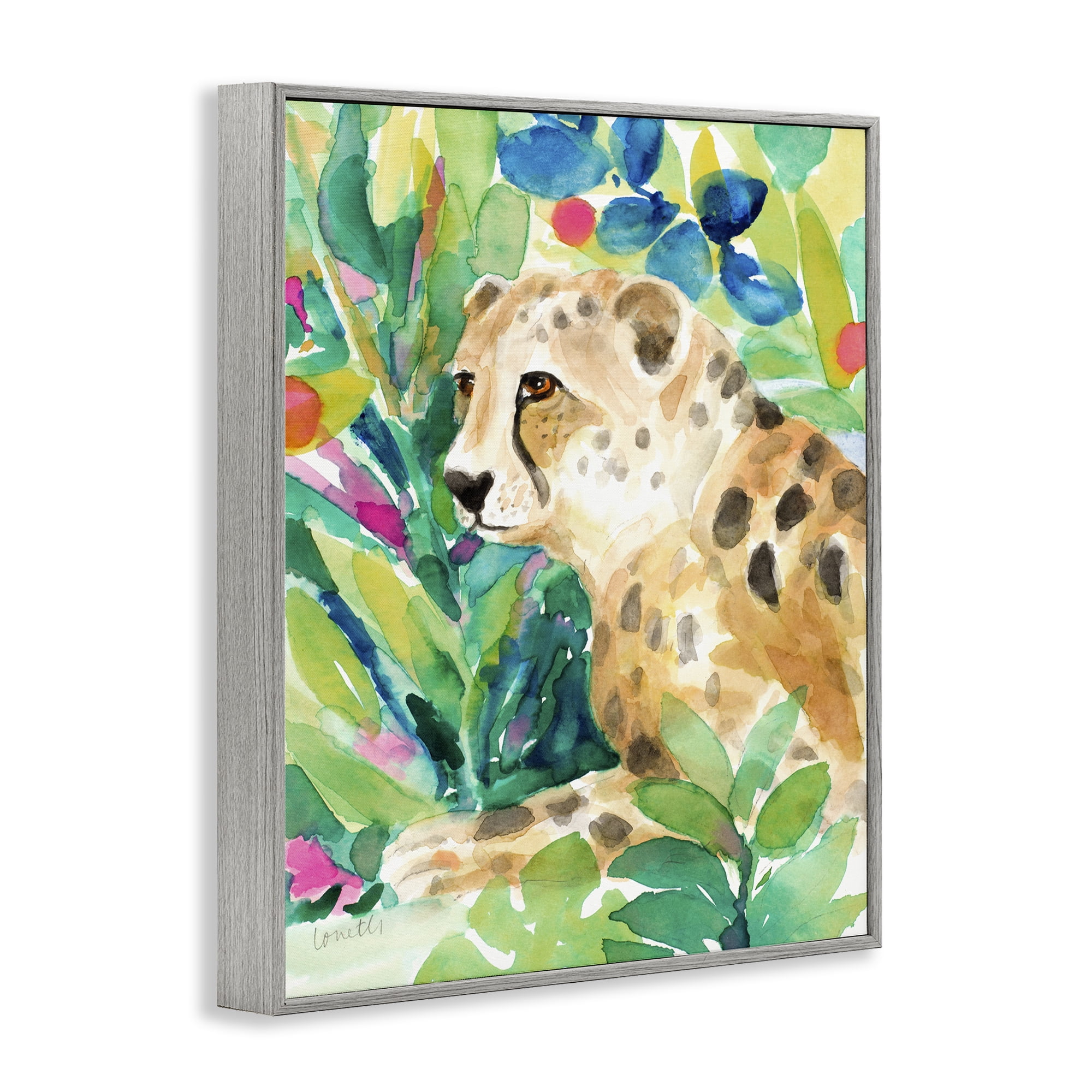 Stupell Industries Vibrant Chillin' Cheetah Gray Framed Giclee Art, design by Lanie Loreth