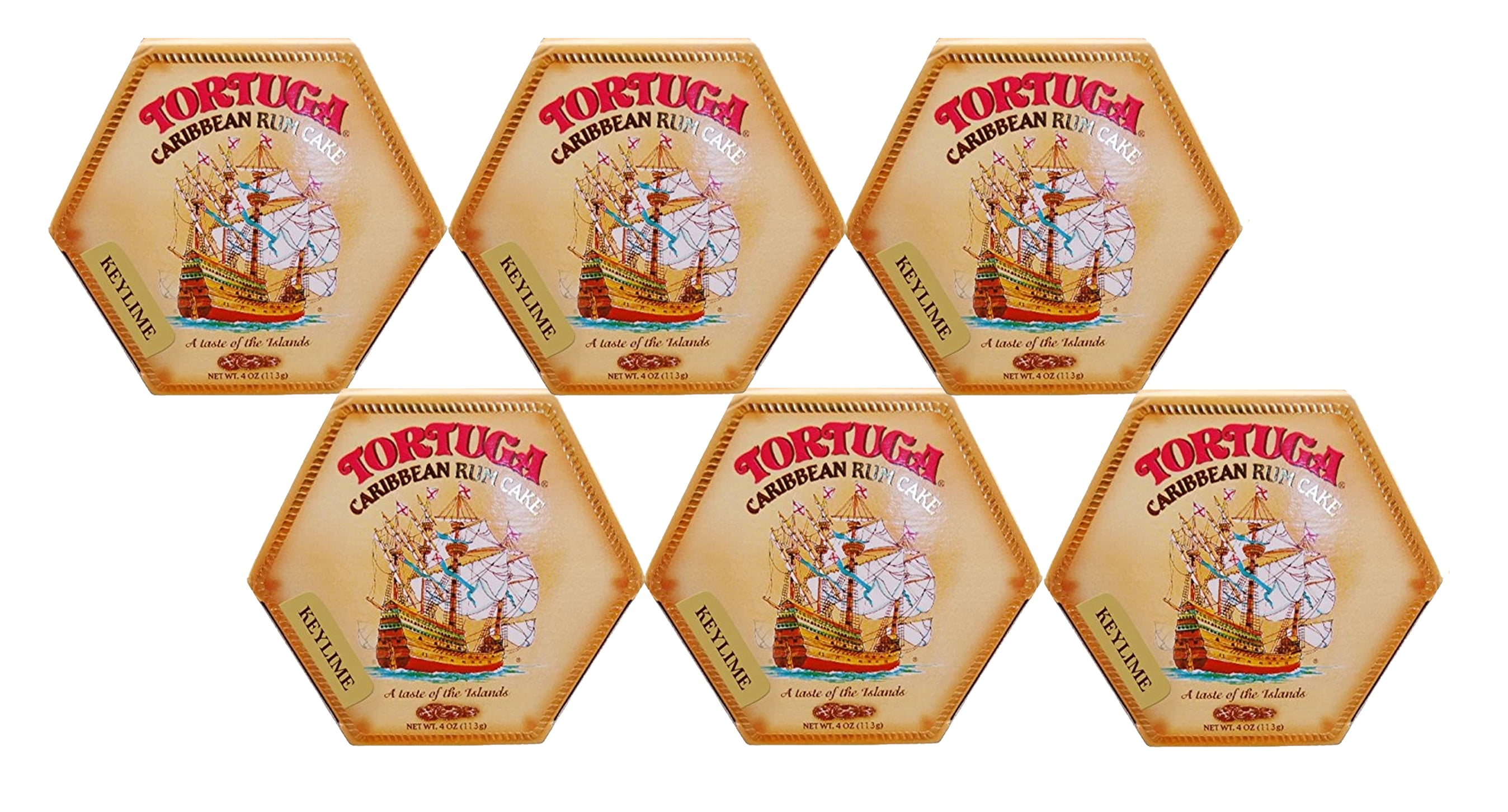 Tortuga Caribbean Rum Cake 4oz Key Lime Flavor (6packs)