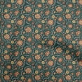 thumbnail image 1 of oneOone Rayon Dark Teal Blue Fabric Asian Suzani Diy Clothing Quilting Fabric Print Fabric By Yard 56 Inch Wide, 1 of 5