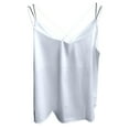 thumbnail image 5 of Beach Vacation Clothes for Women Cute Tops Women Silk Dip Tops 4 1 Crop Top Bra Top Clothes Shirts with Bra with Blouse Busty Warm Womens Silk Satin Camisole Tank V Neck White M, 5 of 7