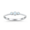 thumbnail image 4 of Three Stone Petite Dainty Lab Created White Opal Ring Band 925 Sterling Silver Size 7, 4 of 5