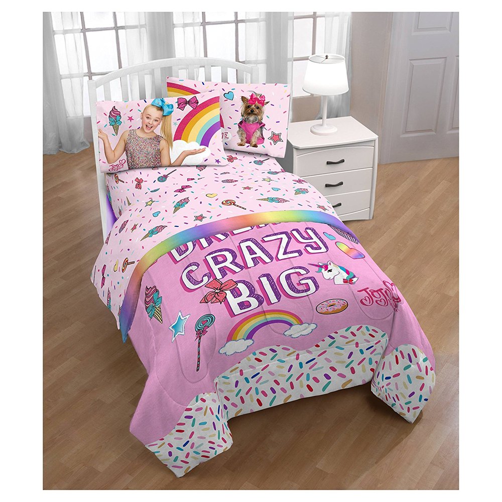JoJo Siwa Reversible Full Comforter & Sheet Set (5 Piece Bed In A Bag