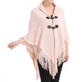 thumbnail image 2 of SWSMCLT Women's Knit Poncho Cardigan Sweater Solid Knitted Adult Mexican Poncho Wrap Winter Fall Soft Shawl Asymmetrical Cape Sweater Toggle Tassel Fringe Crochet Pink One Size, 2 of 4