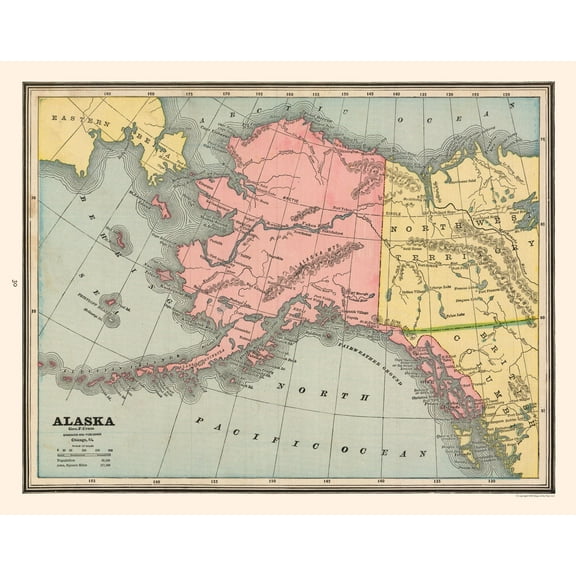 Historic State Map - Alaska - Cram 1888 - Vintage Wall Art