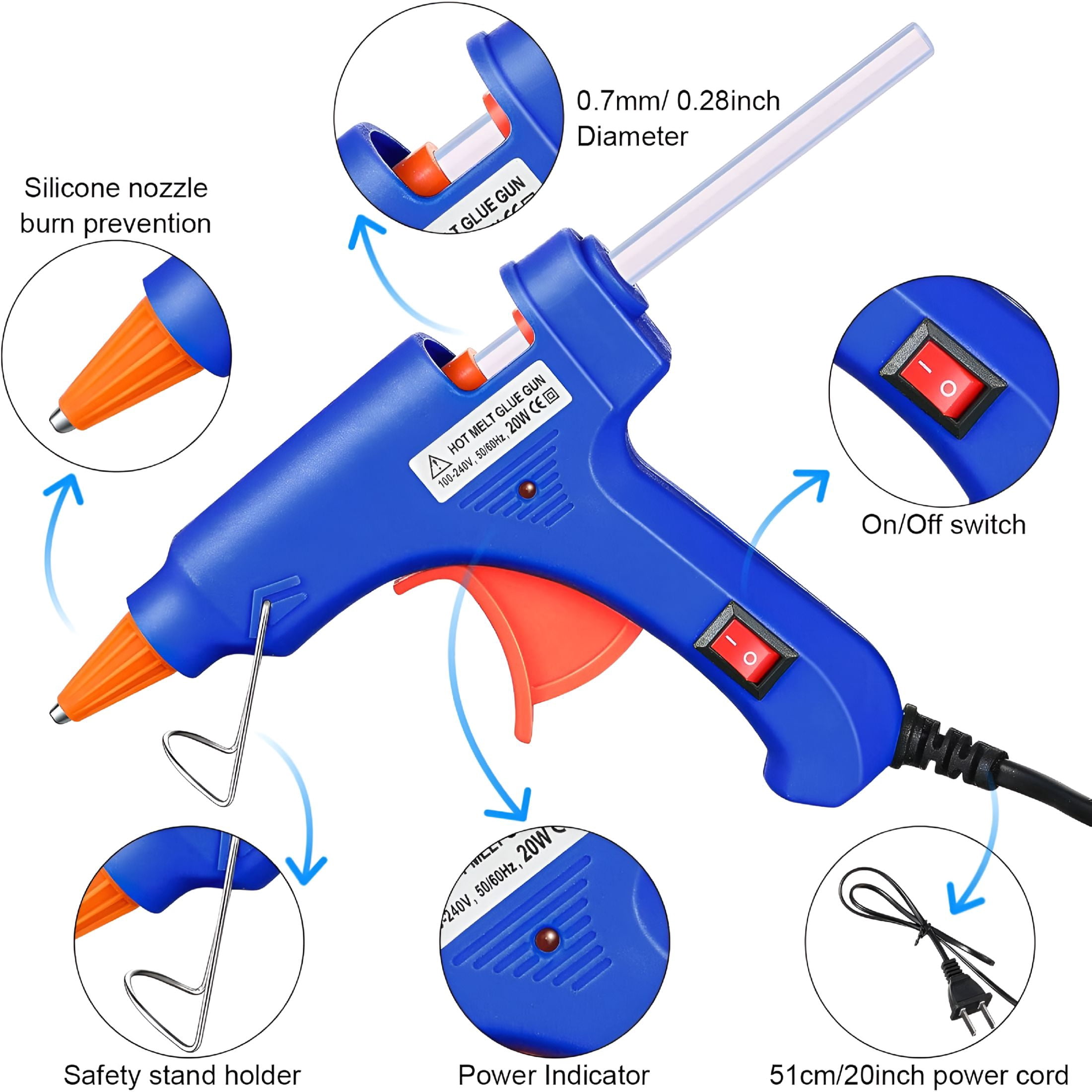 CURYMAY 12 Pcs Mini Glue Gun Crafts Hot Melt Guns Low Temp Glue with Burn Protection Fast Preheating and Easy Squeeze Trigger for School Diy Arts Class Projects Home Quick Repairs,20 W