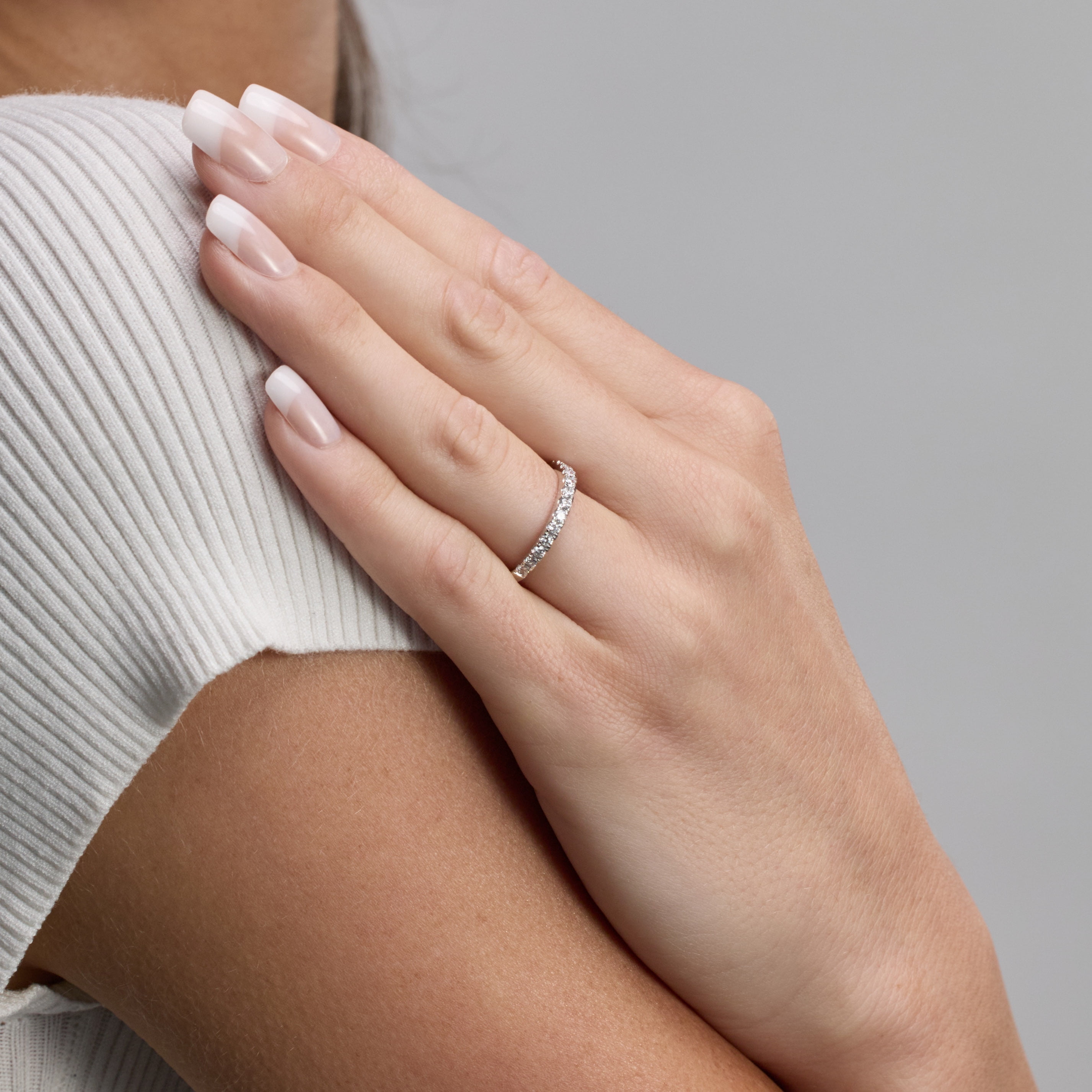 Unique Moments 1/2 Ct Round Lab Grown Diamond Wedding Band in 10K White Gold for Women (J, SI-I1)