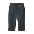 thumbnail image 4 of Luivaraty Capri Pants for Women Solid Color Straight Leg Pants Fashion Comfy Drawstring Side Split Capris with Pockets, S-2XL, 4 of 9