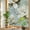 Green, variant on Vintage Floral Window Privacy Film, Magnolia Flowers Branches Rustic Botanical Brown Stained Glass Rainbow Film Decorative Window Clings, Static Cling Sun Blocking Stickers 17.7" x 39.3"