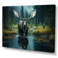 thumbnail image 2 of Designart "Forest Dusk Green Moose wall art" Animals Wall Art Living Room, 2 of 5