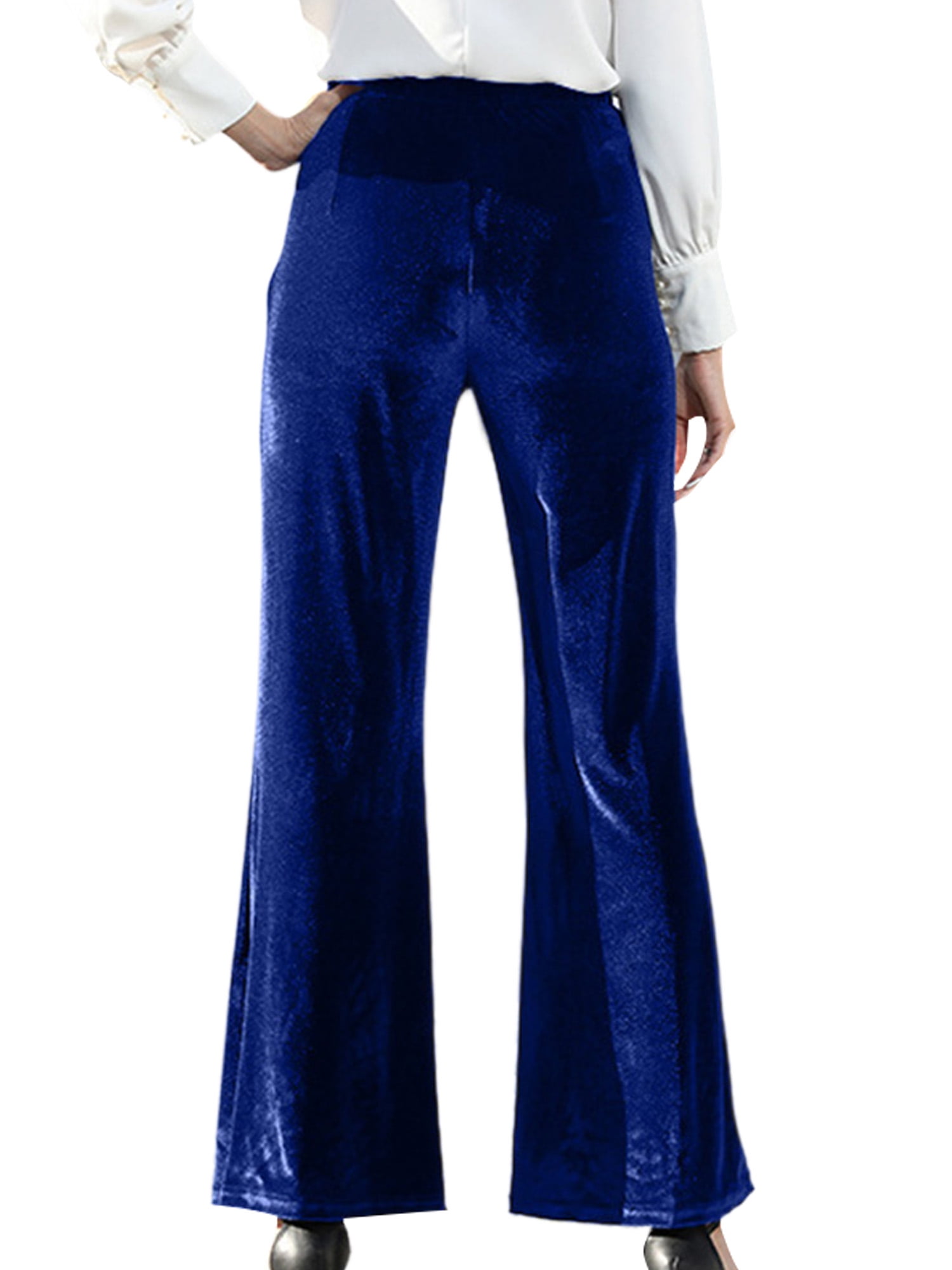 Glonme Wide Leg Pants for Women Loose Fit Daily Wear Trousers Plain Palazzo  Pant Blue XS - Walmart.com