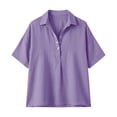 thumbnail image 7 of UAMVSH Womens T Shirts Loose Pleated Button Up Short Sleeve Tunic Tops Business Casual Collared Work Blouses Summer Outfits, 7 of 7