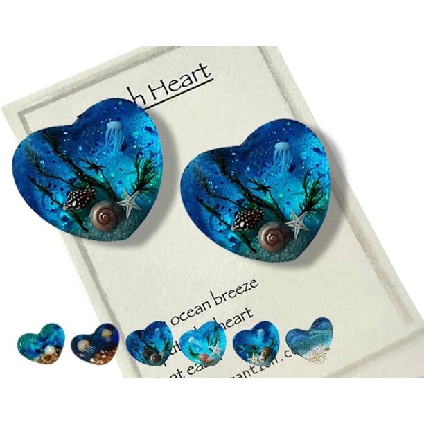 Corazón de bolsillo de vidrio para playa, adorno de corazón de vidrio oceánico hecho a mano con fusión de mar natural, ficha de bolsillo de corazón de vidrio fusionado, mini ficha linda y duradera con