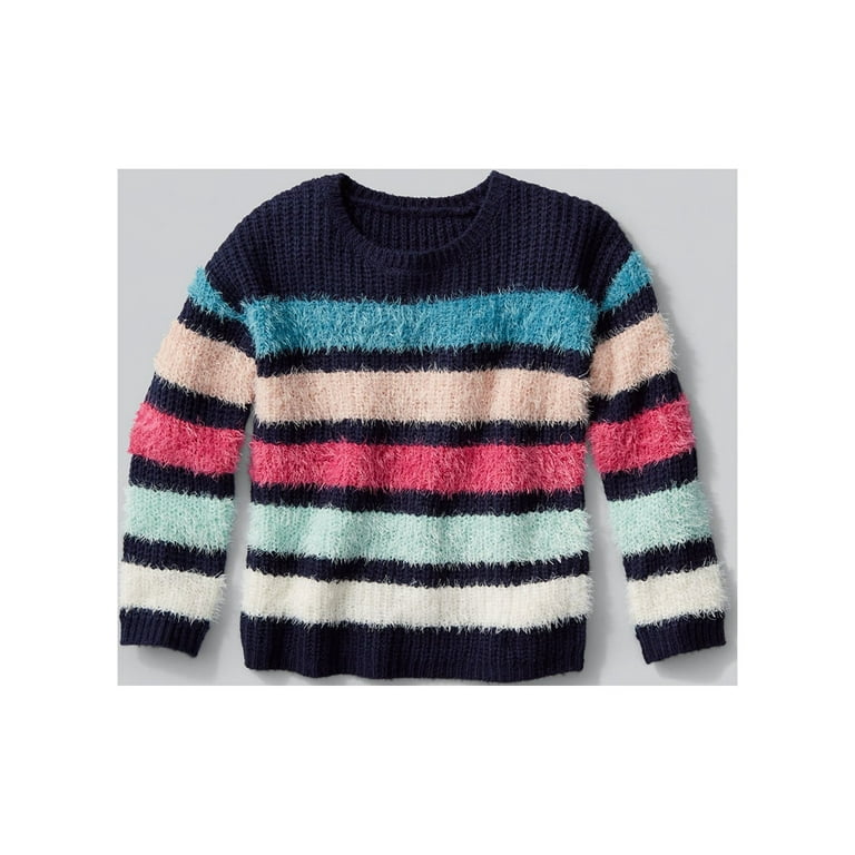 Nik and Leksi Girls Fuzzy Striped Sweater, Sizes 4-16