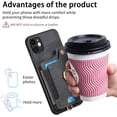 thumbnail image 6 of Phone Case for iPhone 11 6.1 Wallet Cover with Screen Protector and Wrist Strap Lanyard RFID Credit Card Holder Ring Stand Cell Accessories iphone11case iPhone11 i Phone11 11s XI 11R Women Men Black, 6 of 13