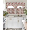 thumbnail image 4 of Pink Spring Floral Swag Kitchen Curtains Sets for Windows 24 Inch Length, Vintage Summer Botanical Short Window Curtain Panels Swags Valances and Tiers 3 Piece Set for Cafe/Dining Room, 4 of 5