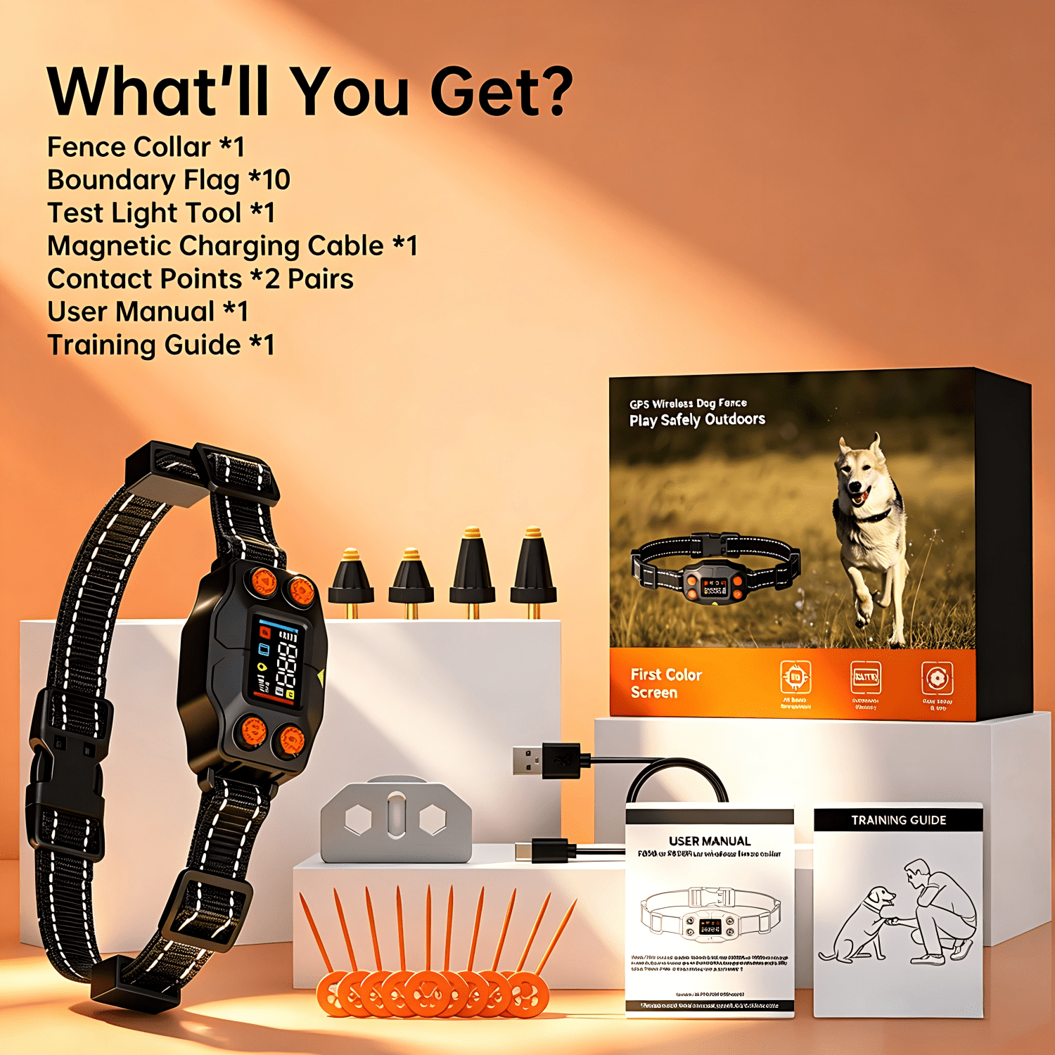 GPS Wireless Dog Fence, Electric Fence for Dogs,3 Warning Modes, Adjustable 25-999 Yards Range, IPX7 Waterproof Collar, Pet Containment System, Outdoor Use, for Dogs Over 15 Lbs