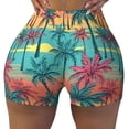 thumbnail image 2 of Haiem Hawaii Palms No Front Seam Biker Shorts for Women Yoga Workout Gym Bike Shorts with Tummy Control Moisture-Wicking-Large, 2 of 9