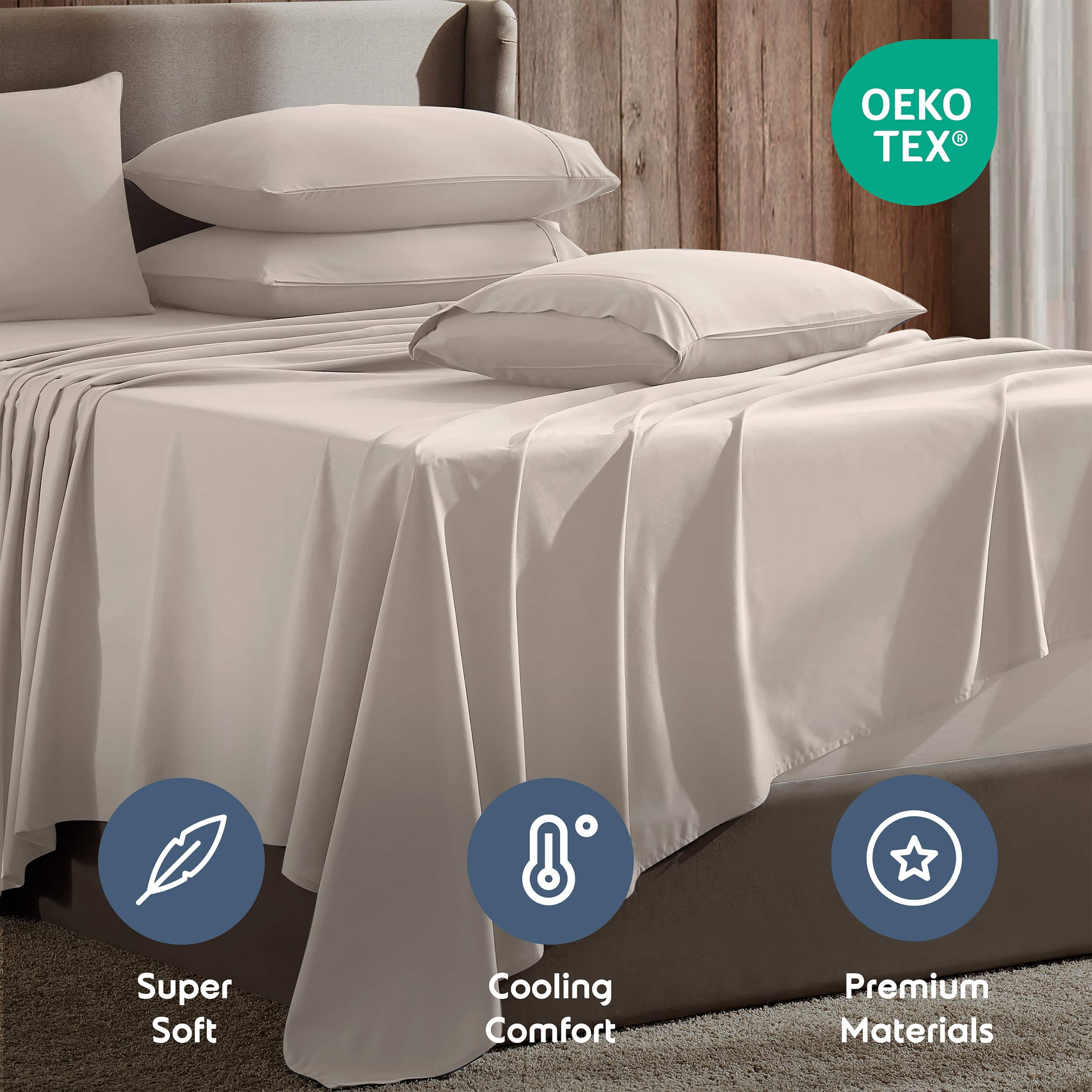 LammaLoe Extra Deep Pocket California King Sheets set, Fits 18"-24" Mattress, 6 Piece Soft Microfiber Bed Sheet Sets, Linen