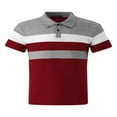 thumbnail image 3 of T-Shirt Homme Manches Courtes Contraste de Couleur Rayé Ajusté Col Rabattu, 3 of 6