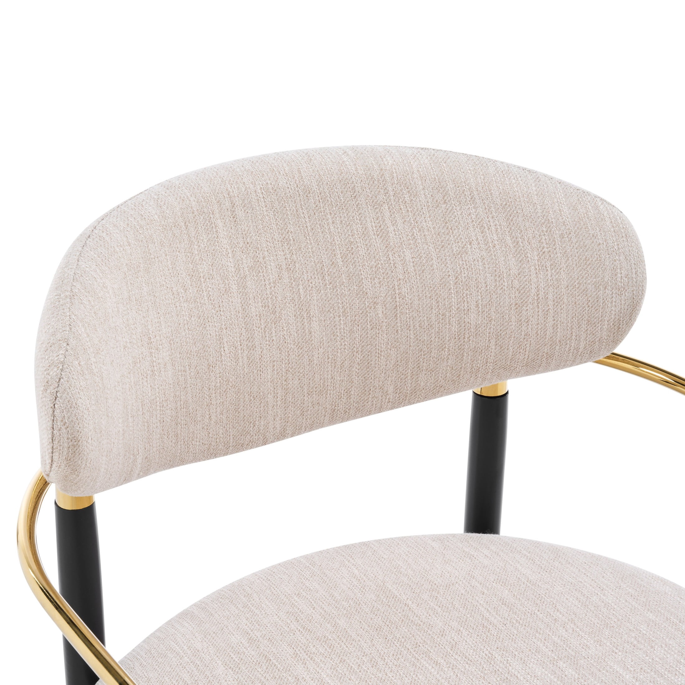 Christopher Knight Home Modern Upholstered Dining Chairs with Iron Frame, Black+Gold+Beige, Set of 2