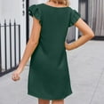 thumbnail image 5 of QUYUON Womens Summer Mini Dresses Casual Ruffle Short Sleeve V-Neck Short Dress Solid Color Comfy Loose A-Line Club Party Dress Sleepwear Dress Loungewear Nightshirts Nightgowns Style D-6742 Green M, 5 of 7