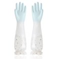 thumbnail image 1 of Guantes para lavar platos para el hogar, de terciopelo, impermeables, de goma, para limpieza de cocina, de goma, de látex, para extensión del hogar, 1 of 5