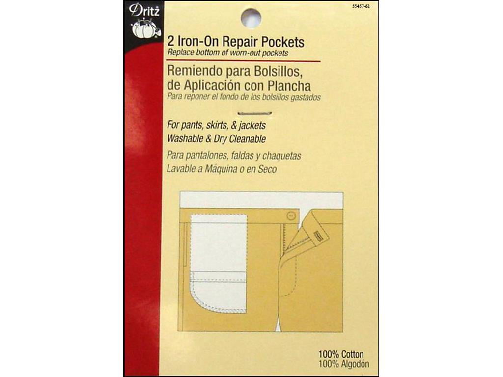 Dritz Clothing Care White Repair Pockets Iron-On 2-Count
