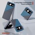 thumbnail image 6 of Aramid Fiber Case for Samsung Galaxy Z Flip 4 Case Aramid Fiber Thin Fit Slim Minimalist 6 FT Military Grade Drop Protection Case with Wireless Charging, Black&Blue, 6 of 12