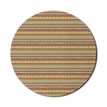 Tribal Mouse Pad for Computers  Hatched and Scribbled Drawings of Triangle and Semicircle Shapes  Round Non-Slip Thick Rubber Modern Gaming Mousepad  8  Round  Multicolor  by Ambesonne
