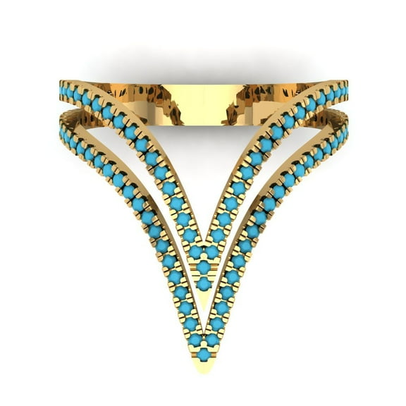 Statement Engagement Ring for Women - 0.525ct Simulated Turquoise in 14K Yellow Gold Promise Ring