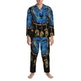 thumbnail image 3 of Balery Wolf Head And Dreamcatcher Pijama para Hombre de Dos Piezas con Manga Larga, Conjunto de Dormir y Descanso Suave con Bolsillos-Medium, 3 of 7