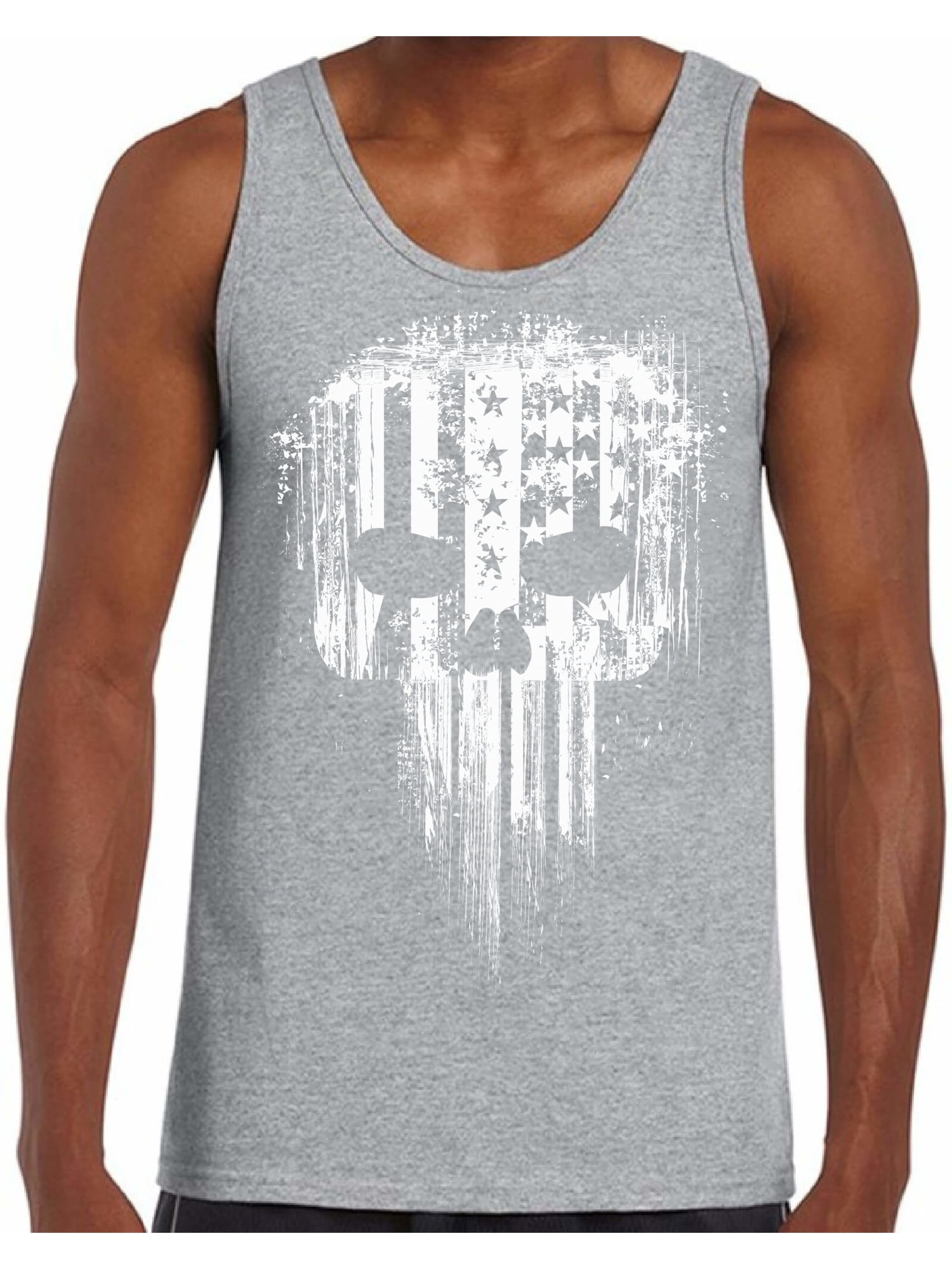 Awkward Styles Awkward Styles Patriotic Tanks for Men White Skull