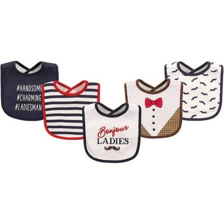 - Hudson Baby Boy and Girl Cotton/Terry Drooler Bib, 5-Pack - Bonjour