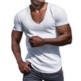 thumbnail image 1 of Camiseta de manga corta con cuello en V de punto transpirable para hombre - Top de verano ajustado y moderno, diseño estampado, perfecto con vaqueros, M-XXXL, 1 of 3