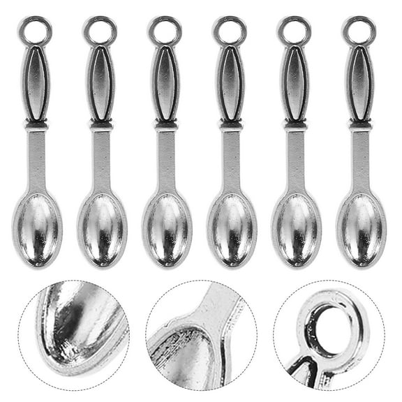 ELAYARD 100pcs Silver Miniature Spoon Charms for DIY Jewelry and Crafting  Realistic Alloy Tableware Pendants