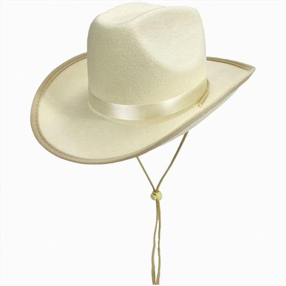 Xudanell Toddler Kids Baby Girls Boys Cowboy Hat Western Wide Brim Cowgirl Hat Halloween Dress Up Costume Accessories (Beige, 4-9 Years)