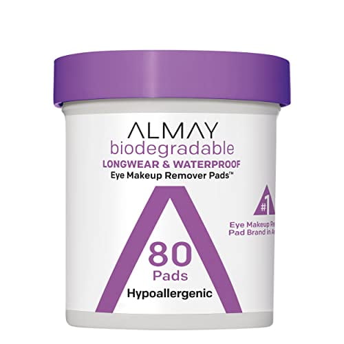 Eye Makeup Remover Pads by Almay, Biodegradable Longwear & Waterproof, Hypoallergenic, Cruelty