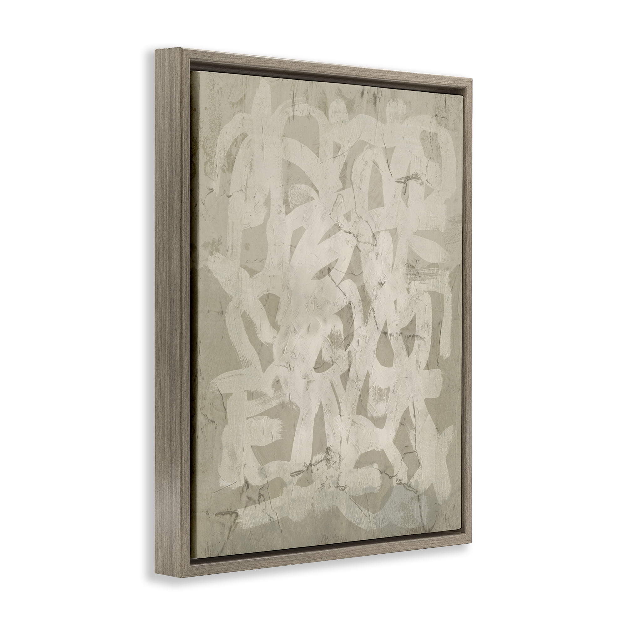 Stupell Industries Neutral Chaotic Pattern Abstract Painting Brown Floater Framed Canvas Art Print Wall Art, 17 x 21