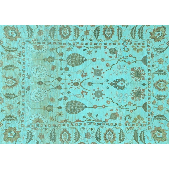 Ahgly Company Indoor Rectangle Abstract Light Blue Modern Area Rugs, 7' x 10'
