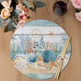thumbnail image 3 of Starfish Coastal Round 13 Inch Placemats Set of 8, Summer Ocean Blue Coral Conch Seagrass HeatResistant Non Slip Place Mats for Dining Table, Wipeable Braided Kitchen Table Mats for Housewarming, 3 of 9