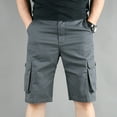 thumbnail image 2 of MIUOWANP Summer Men's Cotton Loose Fit Cargo Shorts with Multi Pocket Solid Color Outdoor Sport Versatile Half Pants Size XXXL(14)Gray, 2 of 6