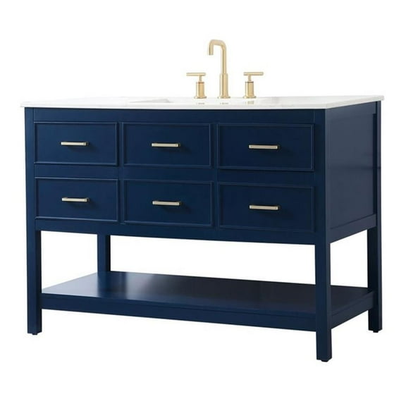 Elegant Decor Sinclaire 48" Aluminum Alloy & MDF Single Bathroom Vanity in Blue