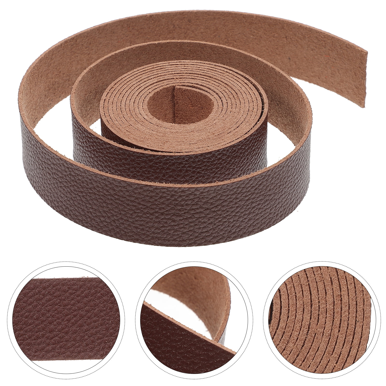 Fan&Ran Genuine Leather Strip 1/4 inch Wide 72 Inches Long for DIY Craft Projects, 1.8-2mm Thick, Bourbon Brown