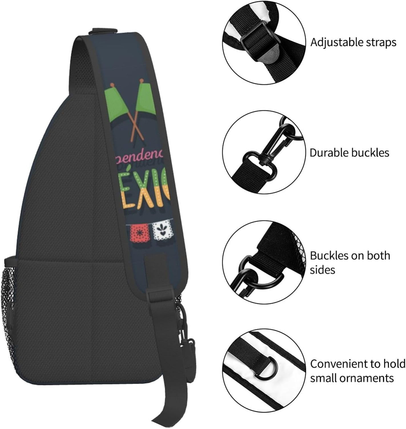 Mexico Hispanic Mexico Independence Day 2023 Sling Bag Crossbody Hiking Travel Chest Bags Backpack Shoulder Daypack for Women Men