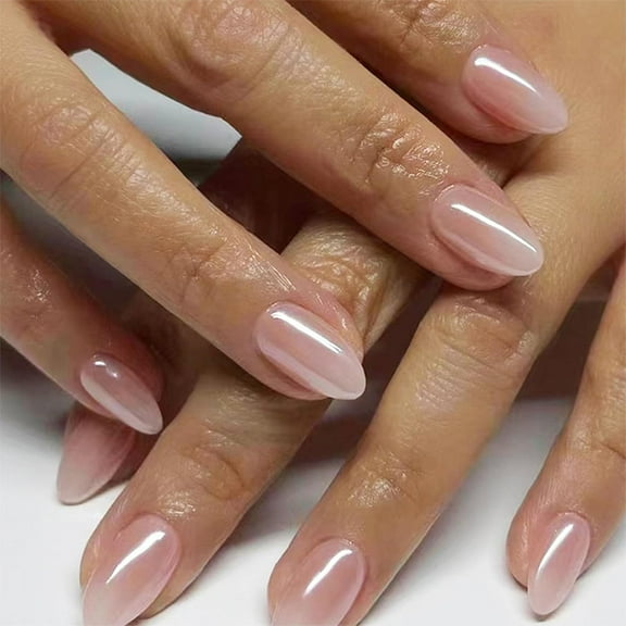 Almond Press on Nails Short Fake Nails Press ons Nude Pink False Nails with Design Cute Glossy Full Cover Acrylic Glue on Nails Artificial Stick on Nails for Women Manicure 24Pcs Nude Pink 24 Fl Oz
