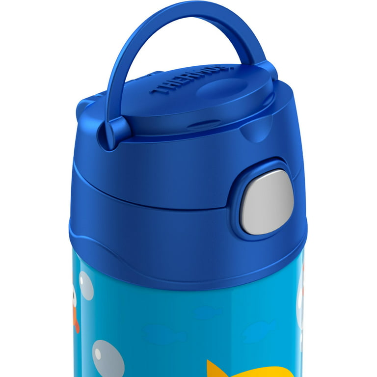 THERMOS FUNTAINER 12 Ounce Stainless Steel Vacuum Insulated Kids Straw  Bottle, Blue