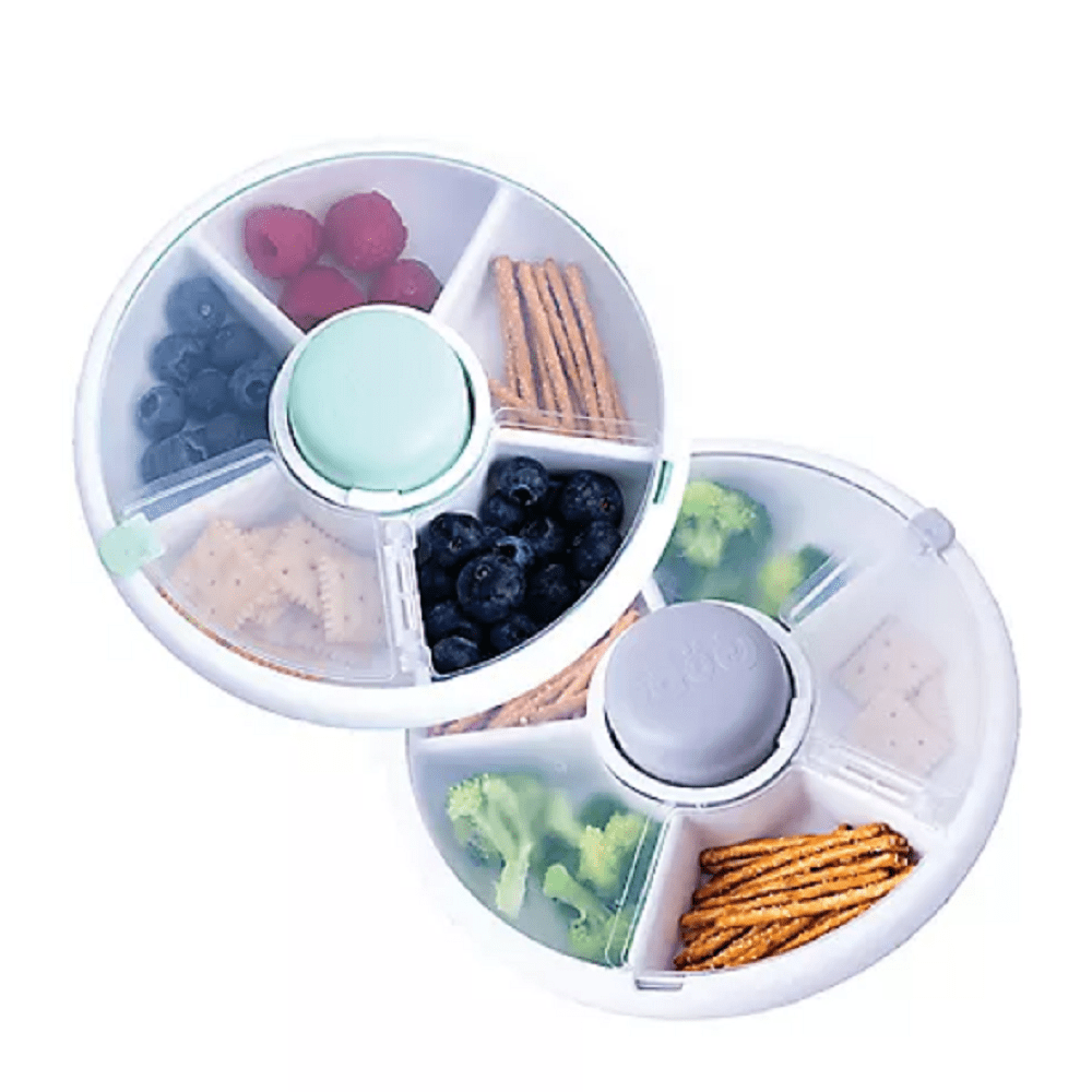 GoBe Kids Original Snack Spinner 2-Pack,5 compartment with Push Button,  Reusable